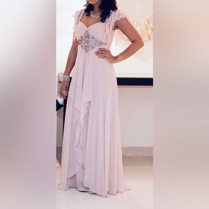 Gorgeous Dusty Pink Chiffon Long Dress